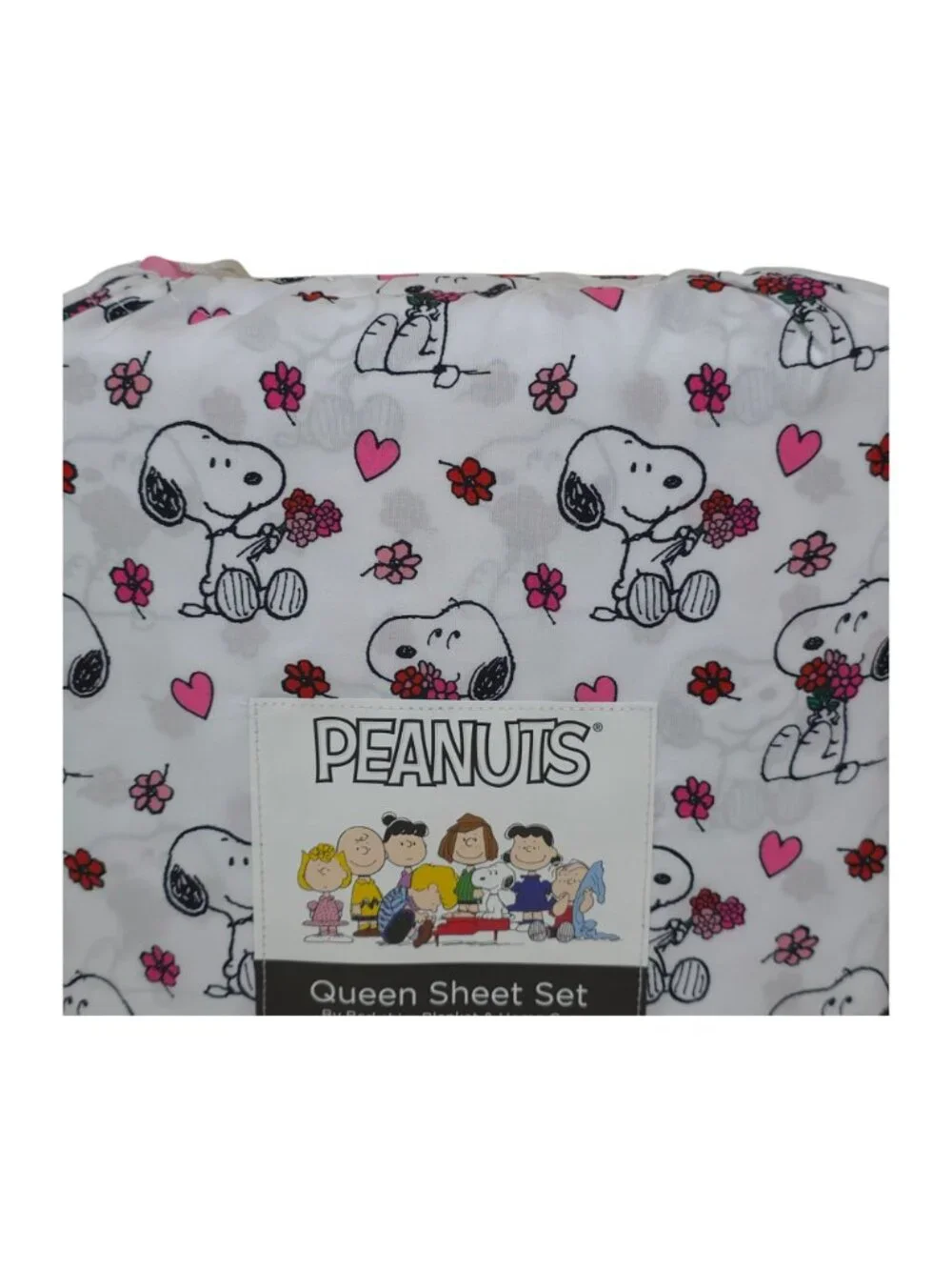 Peanuts Snoopy Hearts & Flowers Queen Sheet Set By Berkshire Valentines